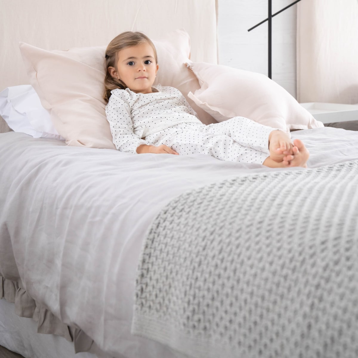 Cubre Plumón Vuelos Cama Lino Gris Claro