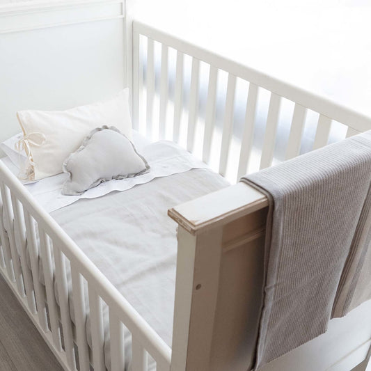 Cubre Plumón Cuna Lino Gris Claro