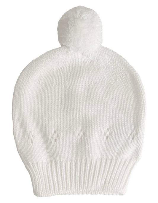 Gorro Punto Flor Blanco Simple Gracia