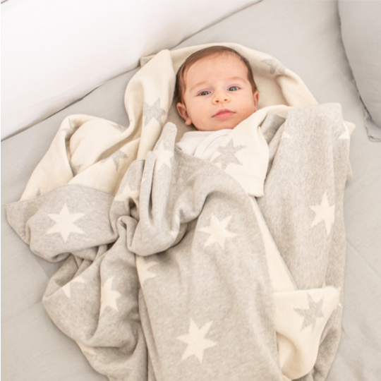 Manta Para Bebés Tejida Estrellas