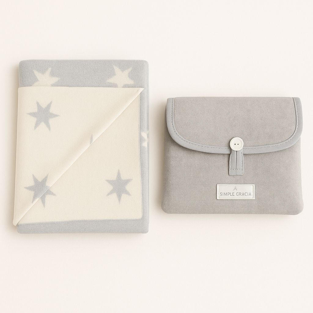 Pack Regalo Manta Estrella - Mudador Portatil Gris