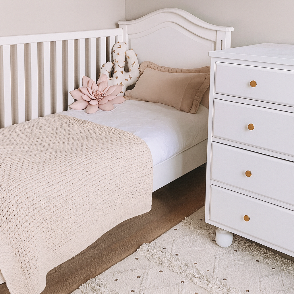 Piecera Cama Pompón Crudo