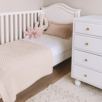 Piecera Cama Pompón Crudo