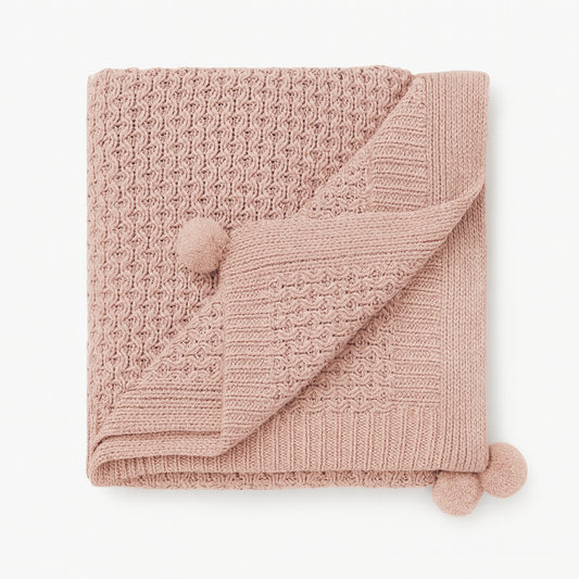 Piecera Cama Pompón Rosada