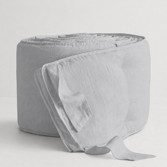 Protector de Cuna 140x70 Lino Gris Acolchado - Bebé