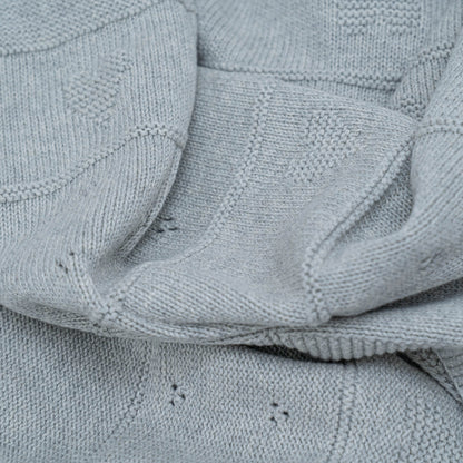 Manta Para Bebé Tejida Corazón Gris