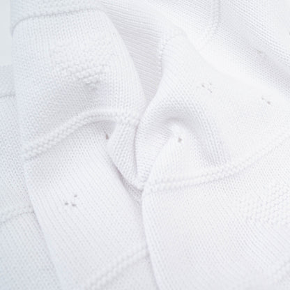 Manta Para Bebés Tejida Corazón Blanca