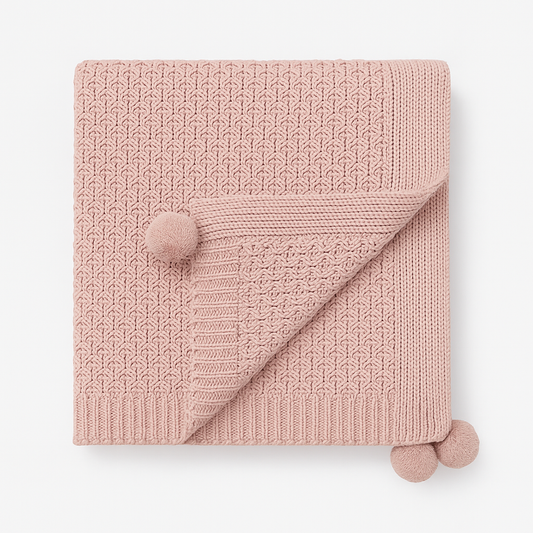 Piecera Cama Pompón Rosada