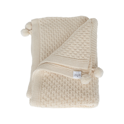 Piecera Cama Pompón Crudo