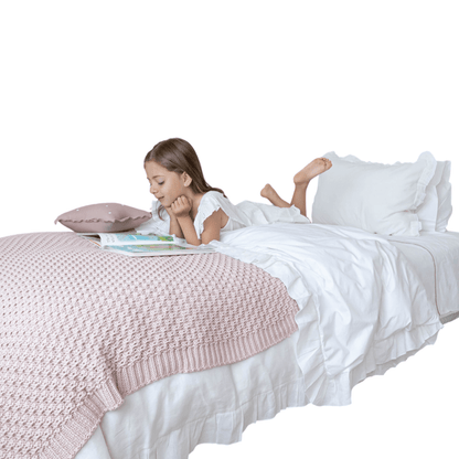 Piecera Cama Pompón Rosada