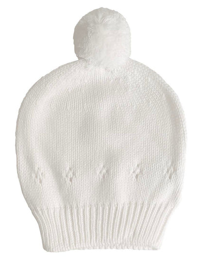 Gorro Punto Flor Blanco