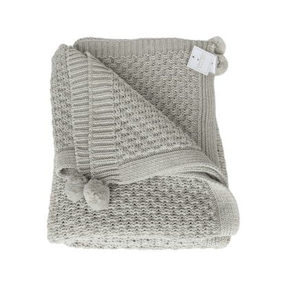 Piecera Cama Pompón Gris